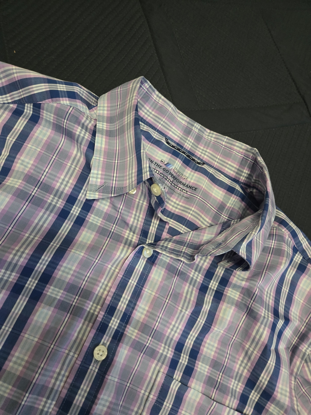 Vineyard Vines Pink & Blue Plaid Performance Button-Down Shirt L